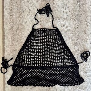 Black Crochet Halter Top